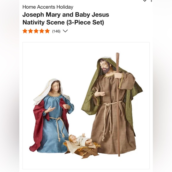 home accent Holiday Home Accents Nativity Scene 3 Piece Set New